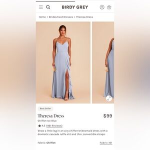 Birdy Grey Chiffon Dusty Blue Theresa Dress